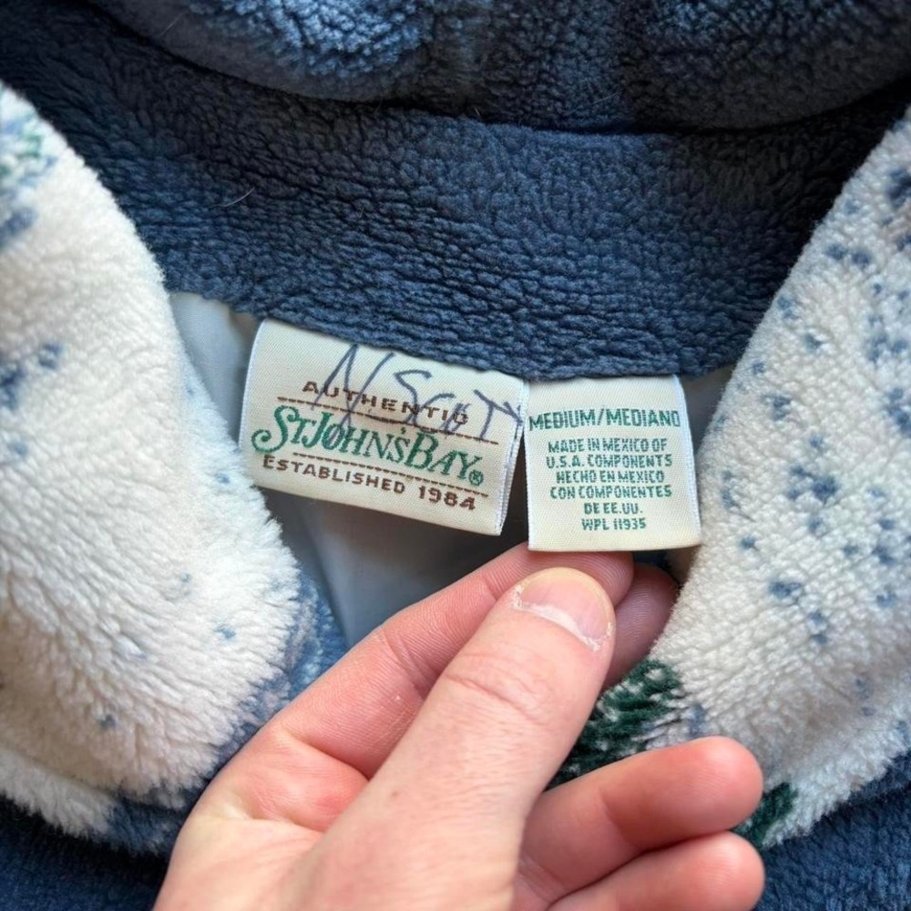 Vintage‎ St. John's Bay blue cottage button up fleece, cottage core, retro - Picture 4 of 8